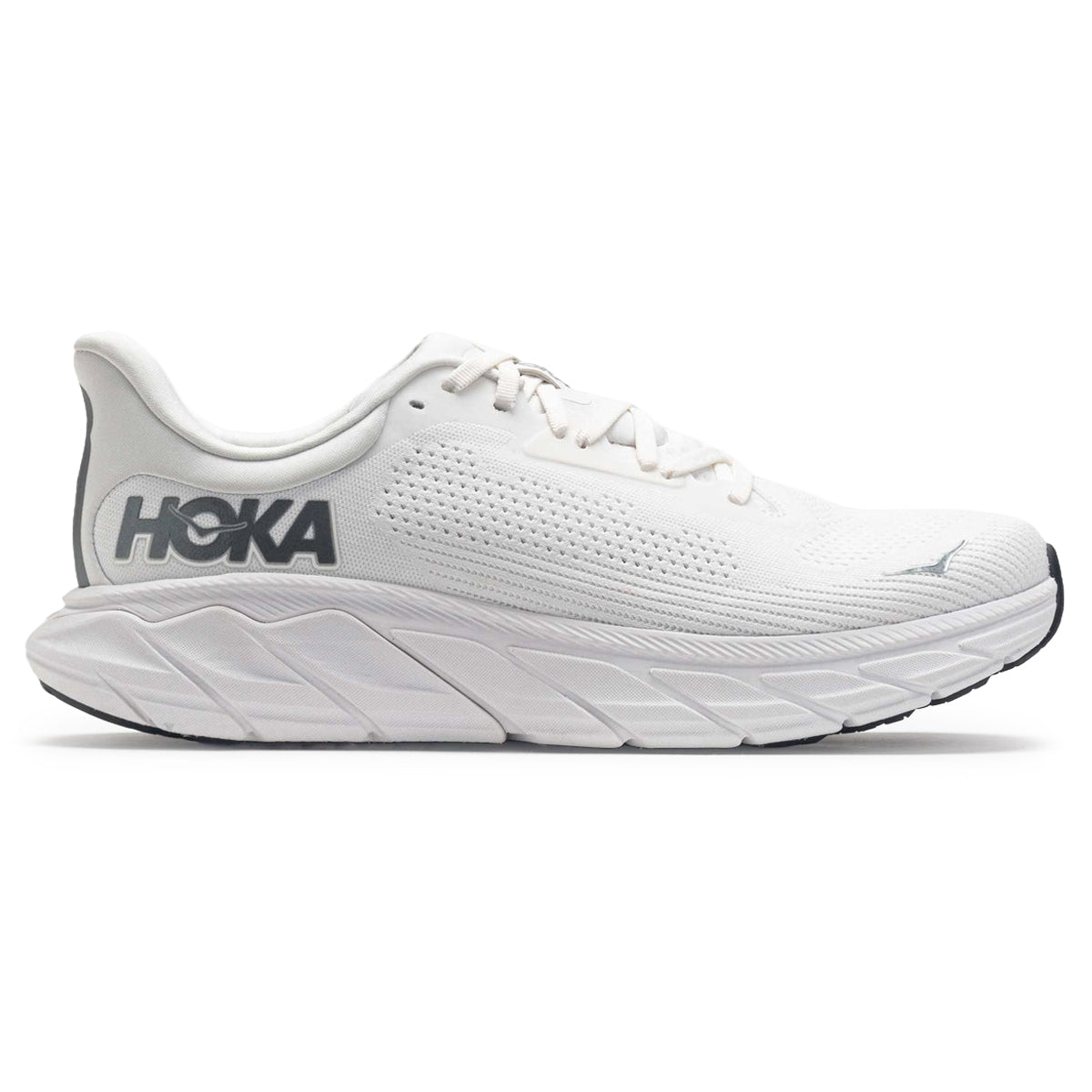 Hoka Arahi 7 1147850-BDBSW Textile Mens Trainers - Blanc De Blanc Steel Wool - 8#color_blanc de blanc steel wool