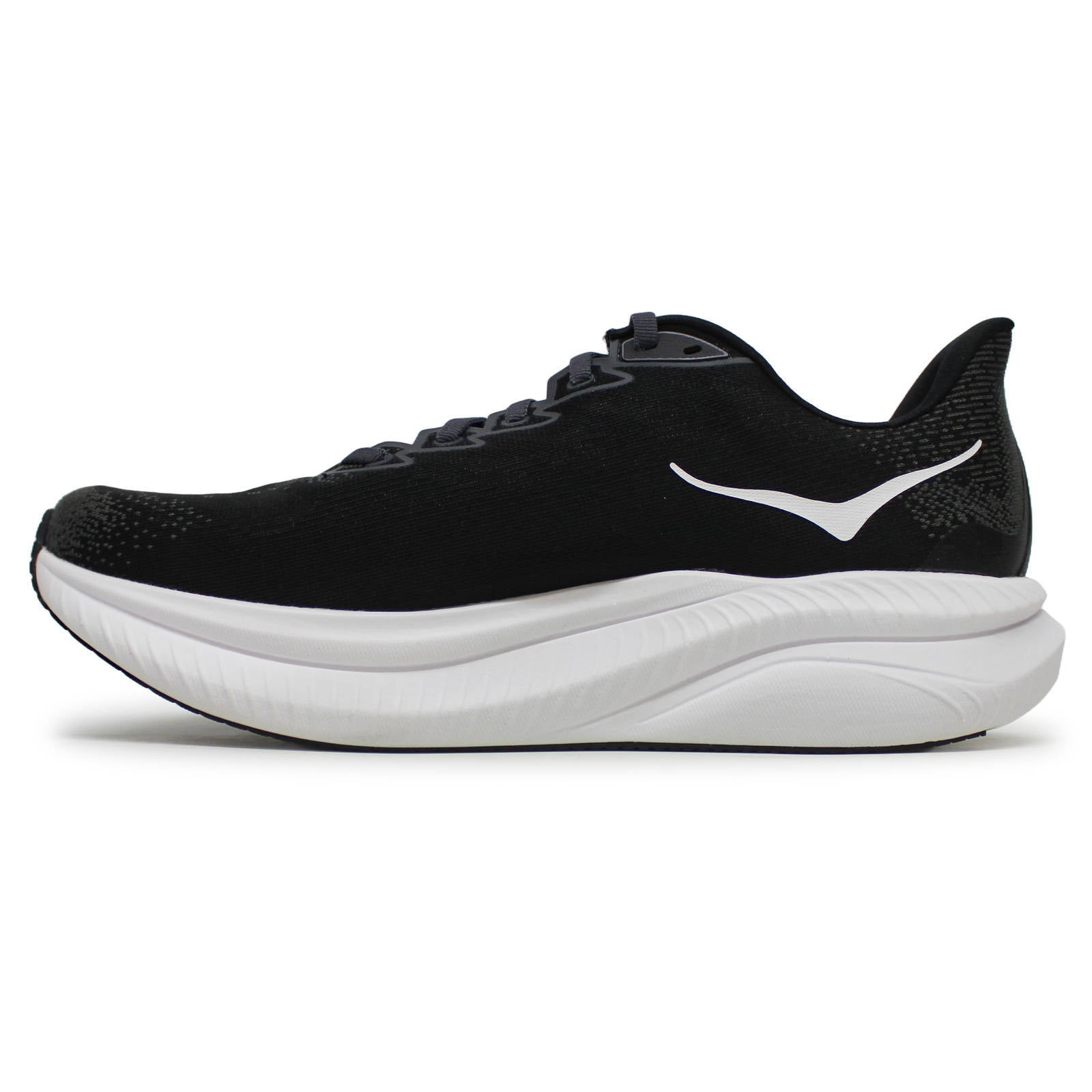 Hoka One One Mach 6 Textile Mens Trainers#color_black white