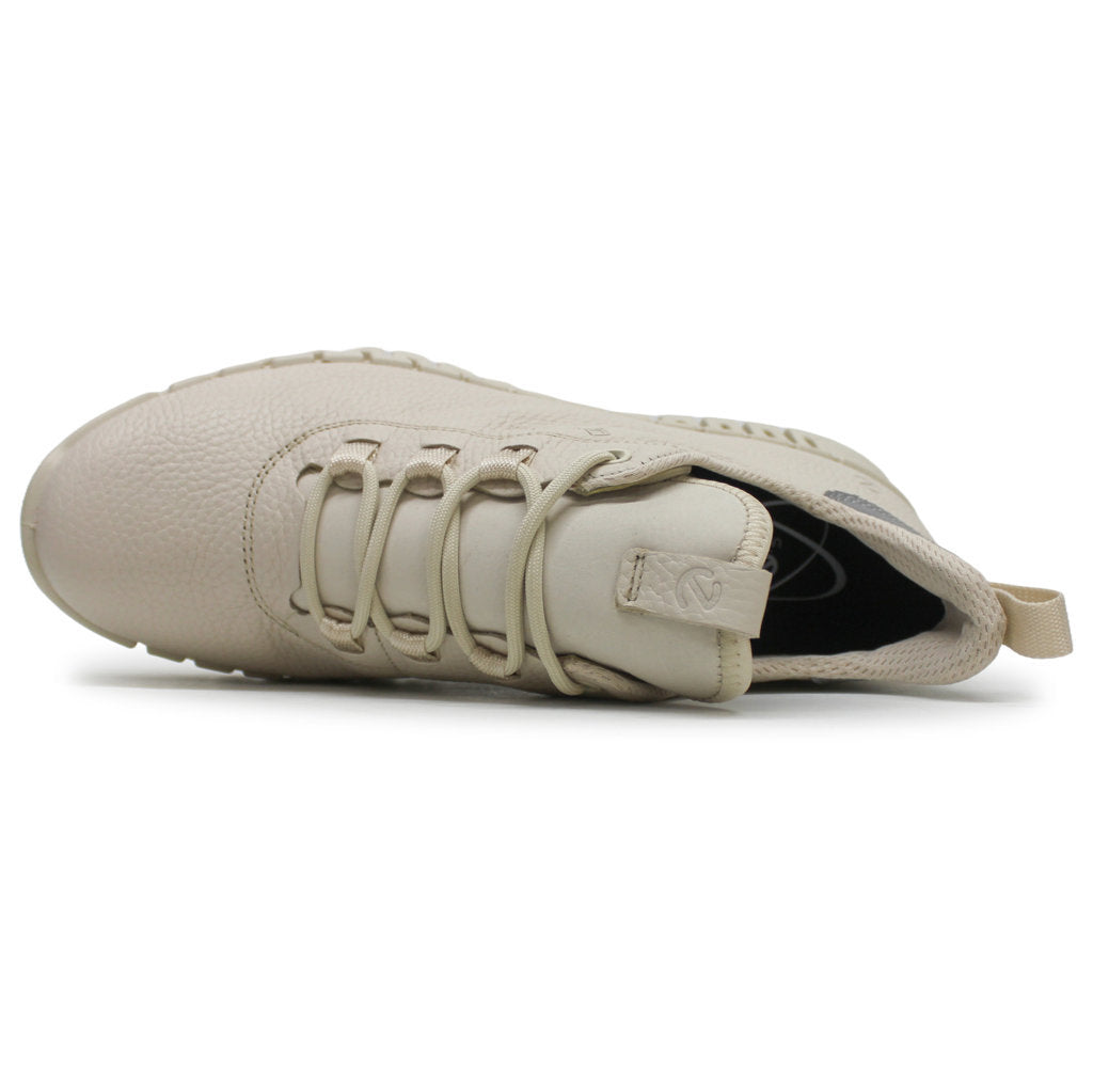 Ecco Gruuv 218233 Full Grain Leather Womens Trainers#color_Limestone