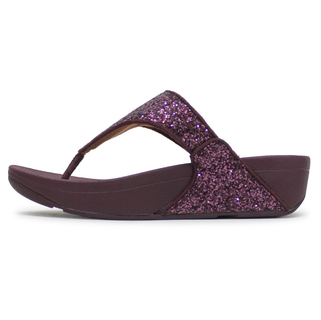 FitFlop Lulu Glitter Toe Synthetic Womens Sandals#color_Metallic Mauve Wine