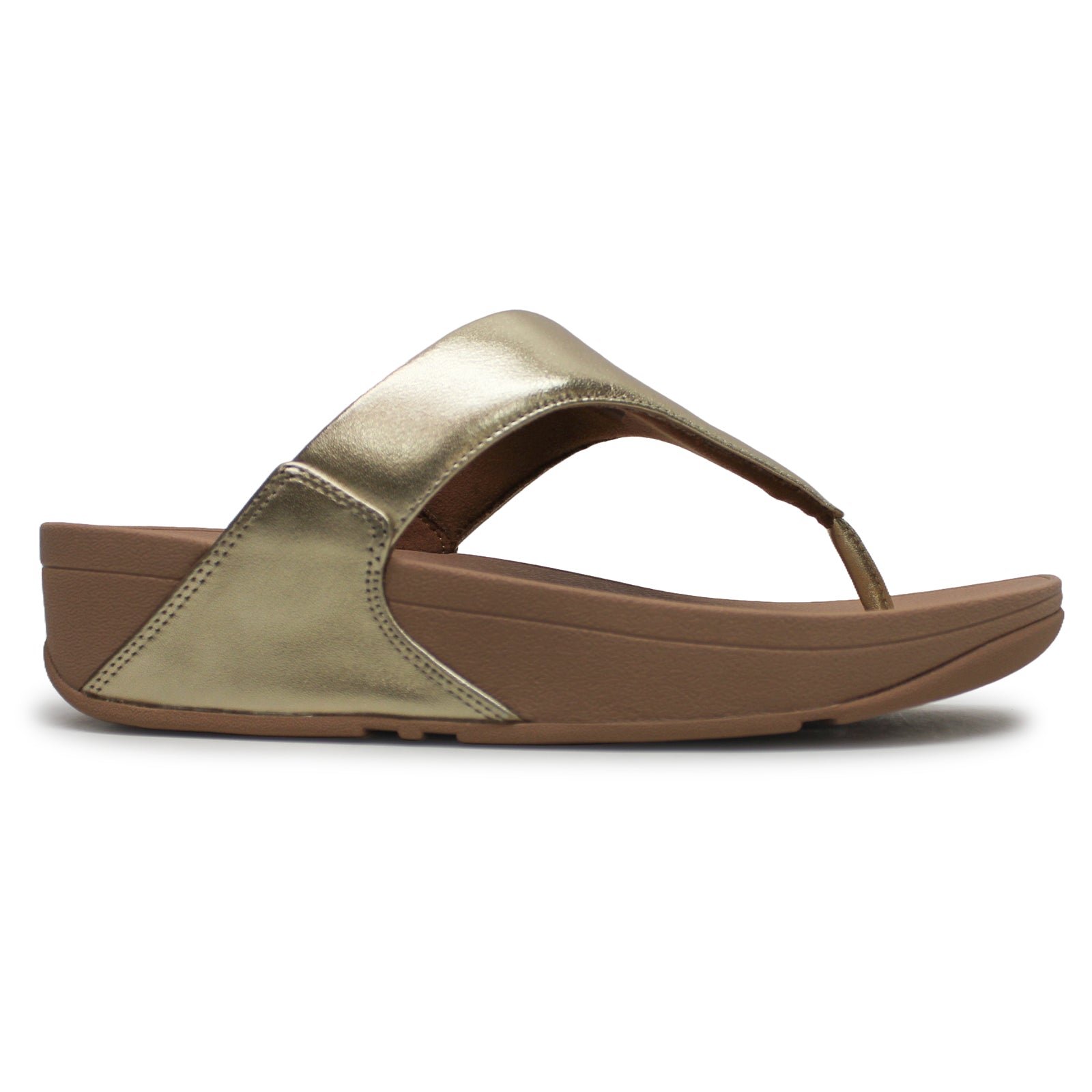 FitFlop Lulu Leather Toepost Leather Womens Sandals#color_platino