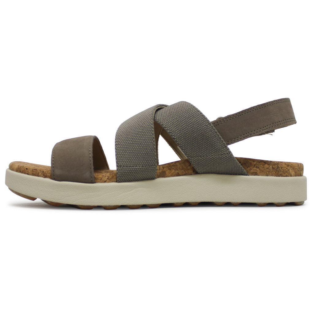 Keen Elle Criss Cross Leather Textile Womens Sandals#color_brindle birch