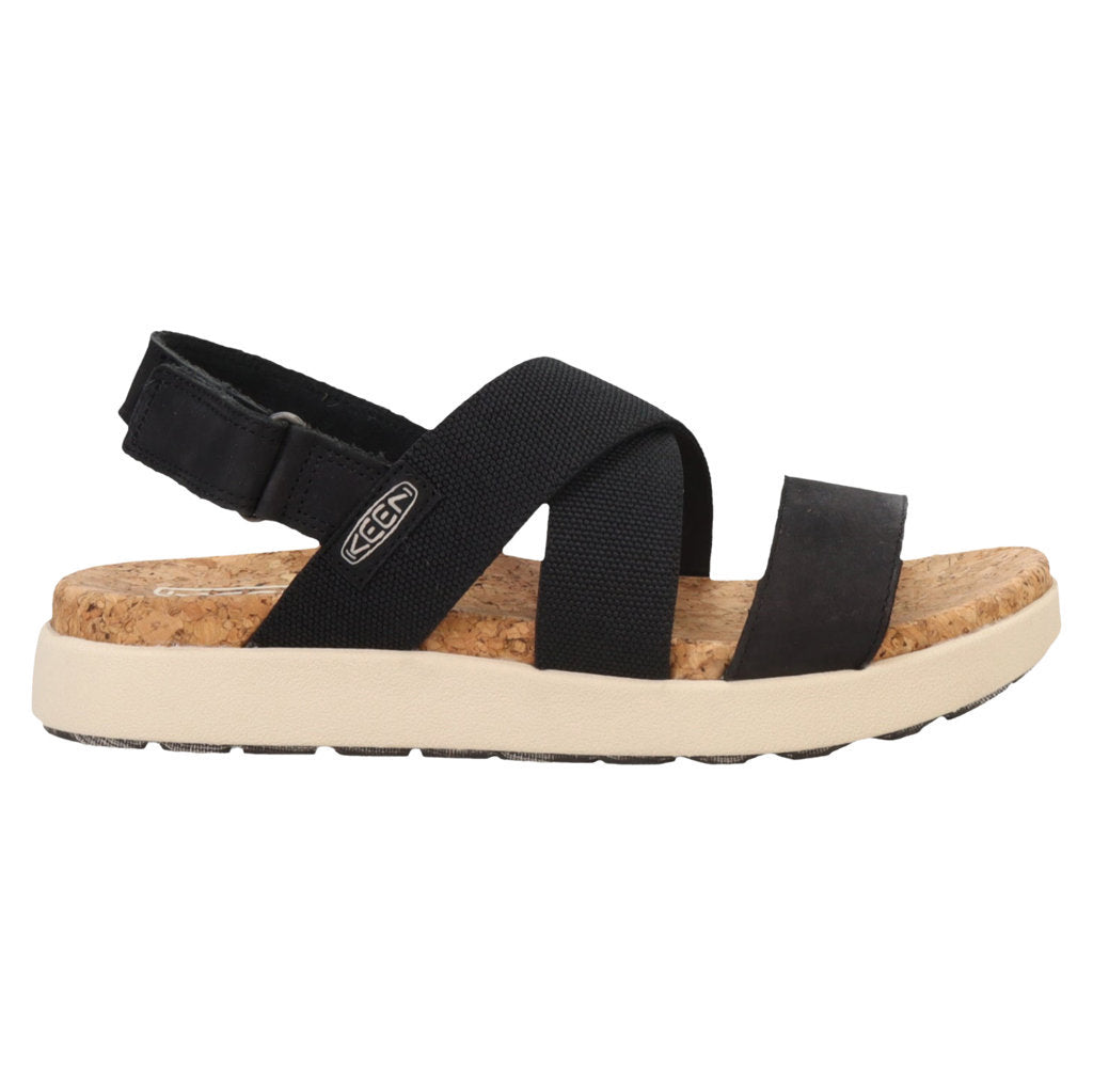 Keen Elle Criss Cross Leather Textile Womens Sandals#color_black birch