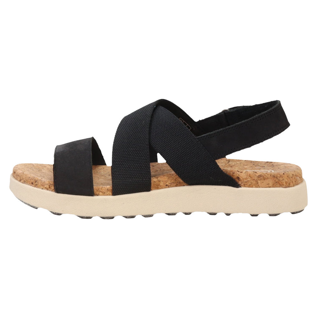 Keen Elle Criss Cross Leather Textile Womens Sandals#color_black birch