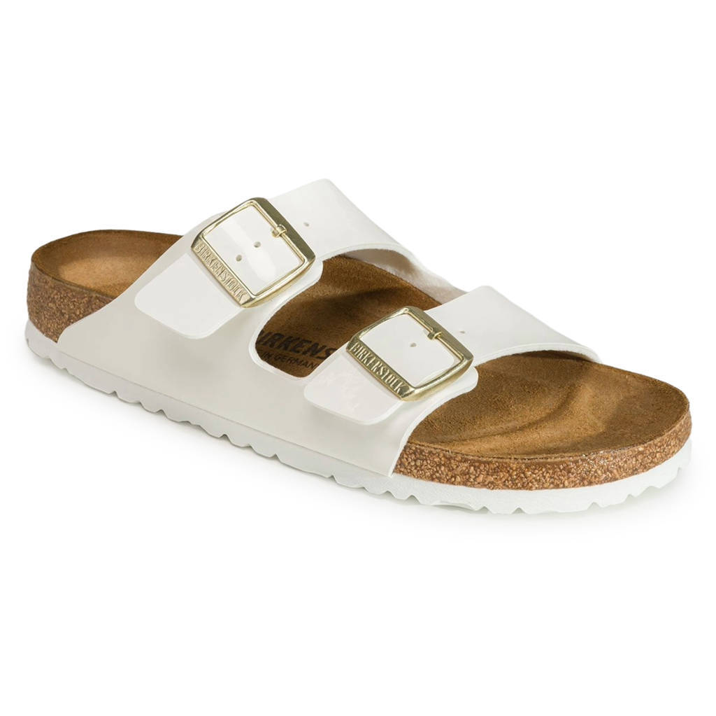 Birkenstock Arizona BS Birko-Flor Patent Unisex Sandals#color_patent white