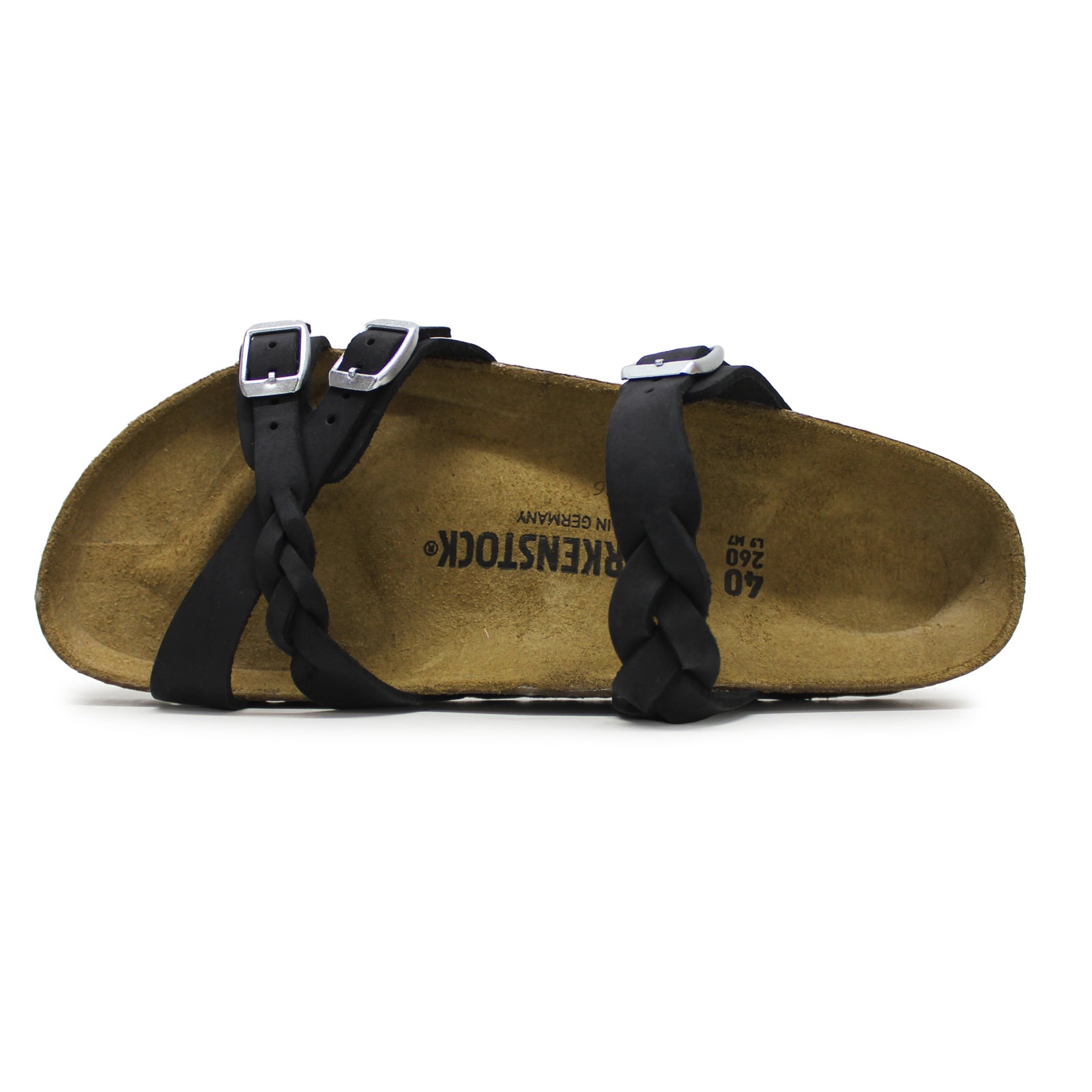 Birkenstock Franca Braided Oiled Leather Unisex Sandals#color_black