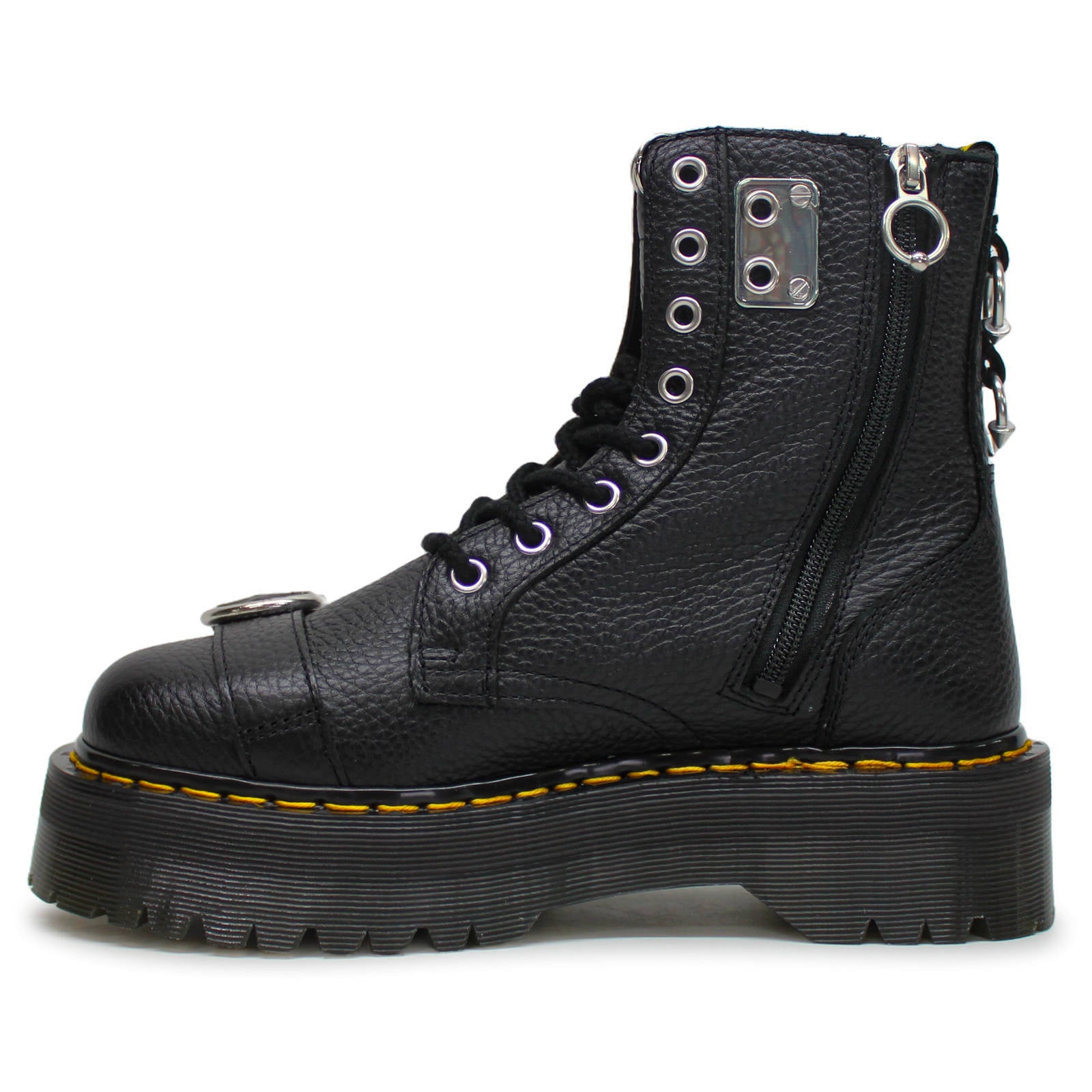 Dr. Martens Unisex Boots Jadon HDW Lace-Up Zip Platform Milled Nappa Leather - UK 6.5