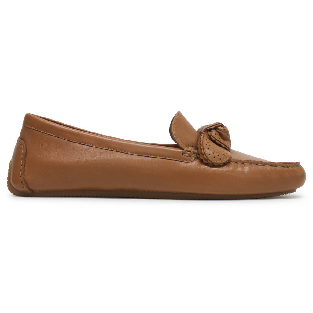 Cole Haan Bellport Bow Driver Leather Womens Shoes#color_pecan