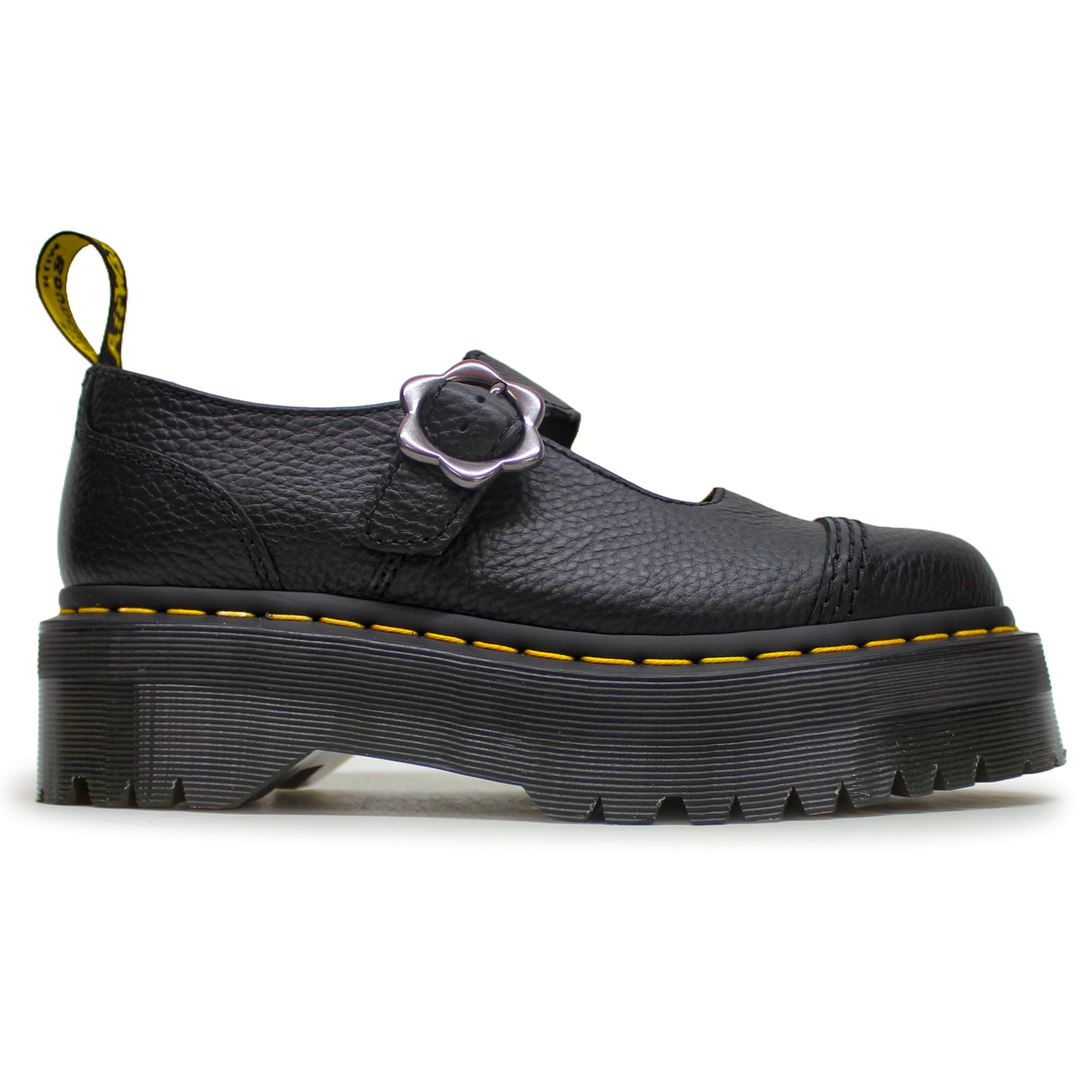 Dr. Martens Addina Flower 27644001 Milled Nappa Leather Womens Shoes - Black - 4#color_black