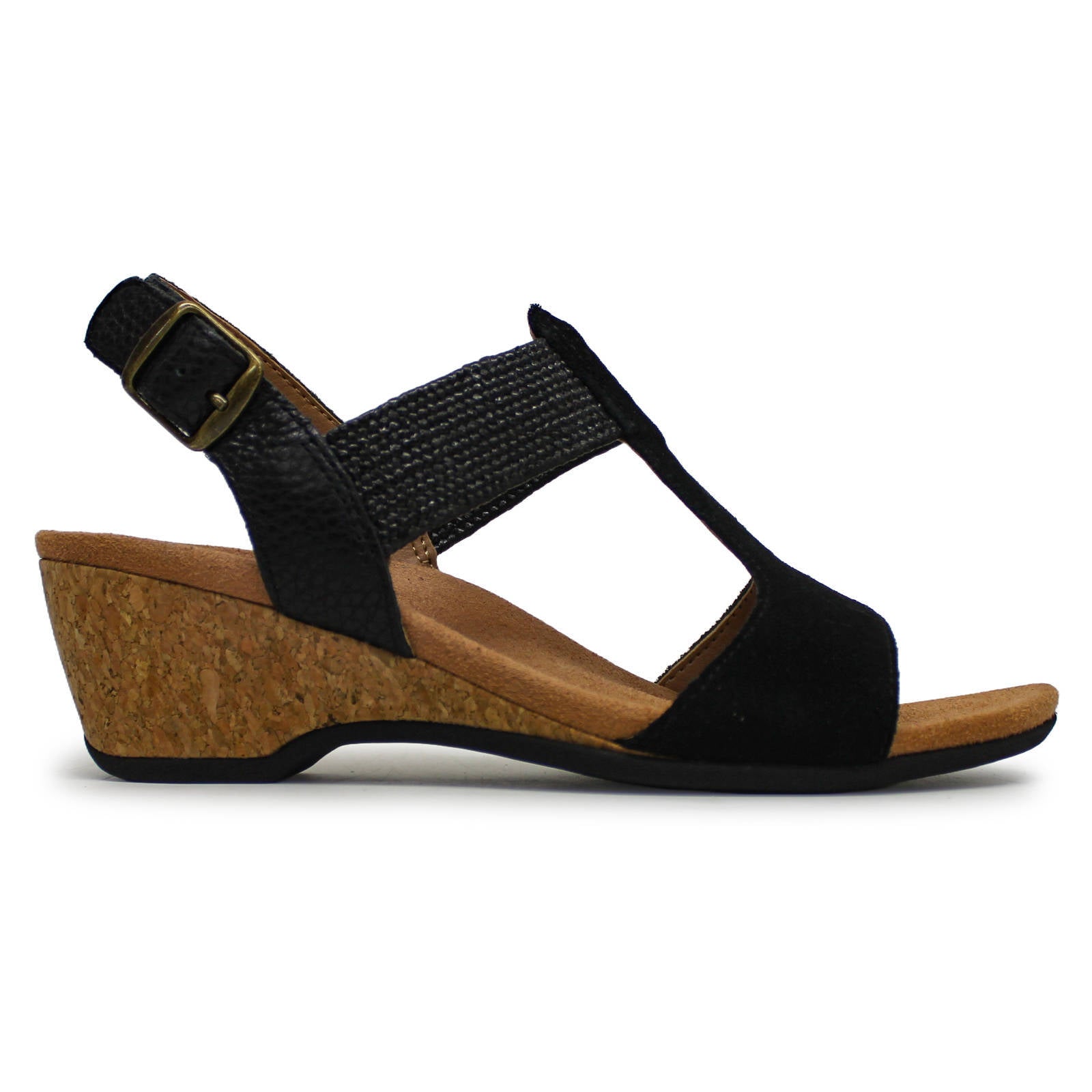 Vionic Kaytie Suede Womens Sandals#color_black