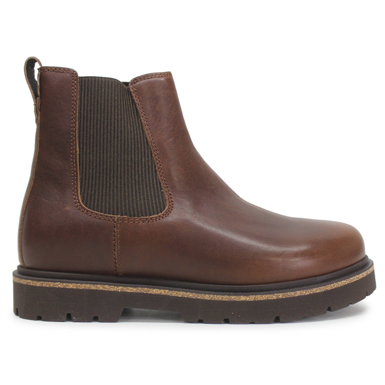Birkenstock Highwood Slip On Mid Natural Leather Unisex Boots#color_chocolate