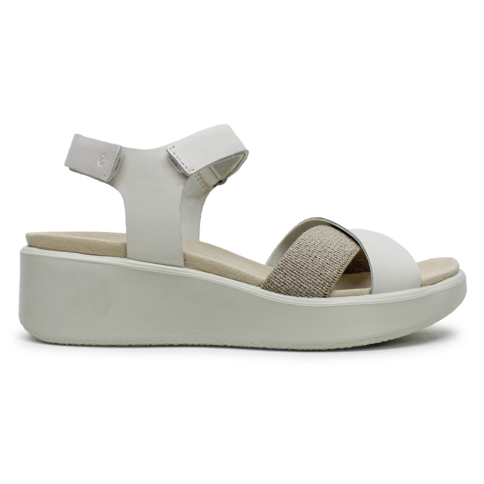 Ecco Flowt Wedge LX 273323 Leather Womens Sandals#color_white