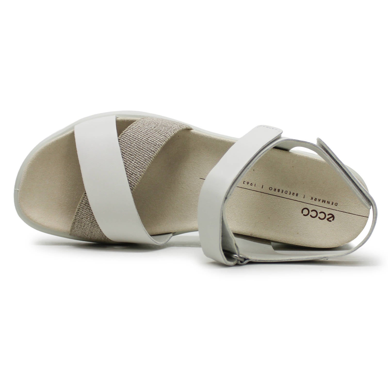 Ecco Flowt Wedge LX 273323 Leather Womens Sandals#color_white