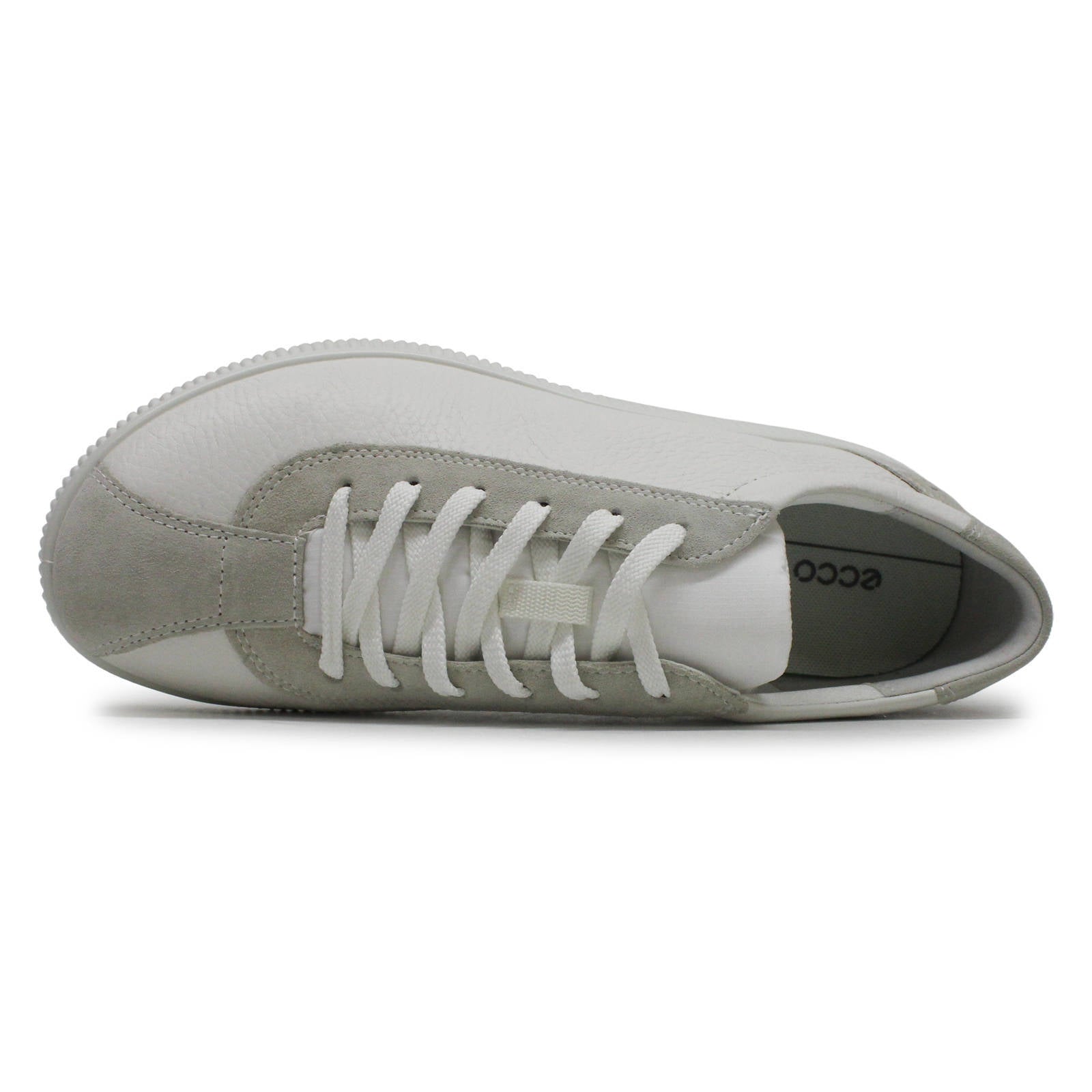 Ecco Soft Zero Leather Mens Shoes#color_White Shadow White