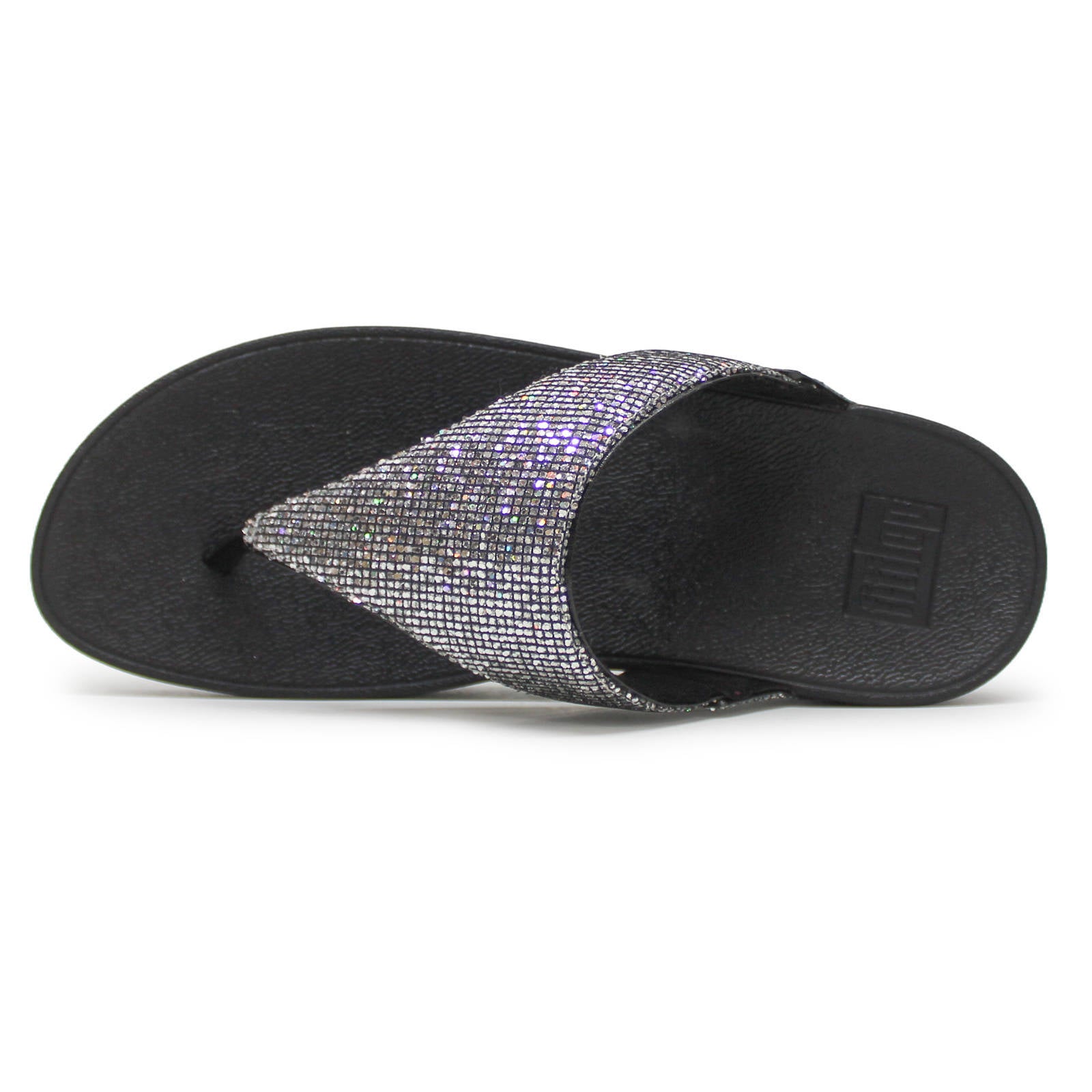 FitFlop Lulu Glitterball Toe Post Synthetic Womens Sandals#color_silver