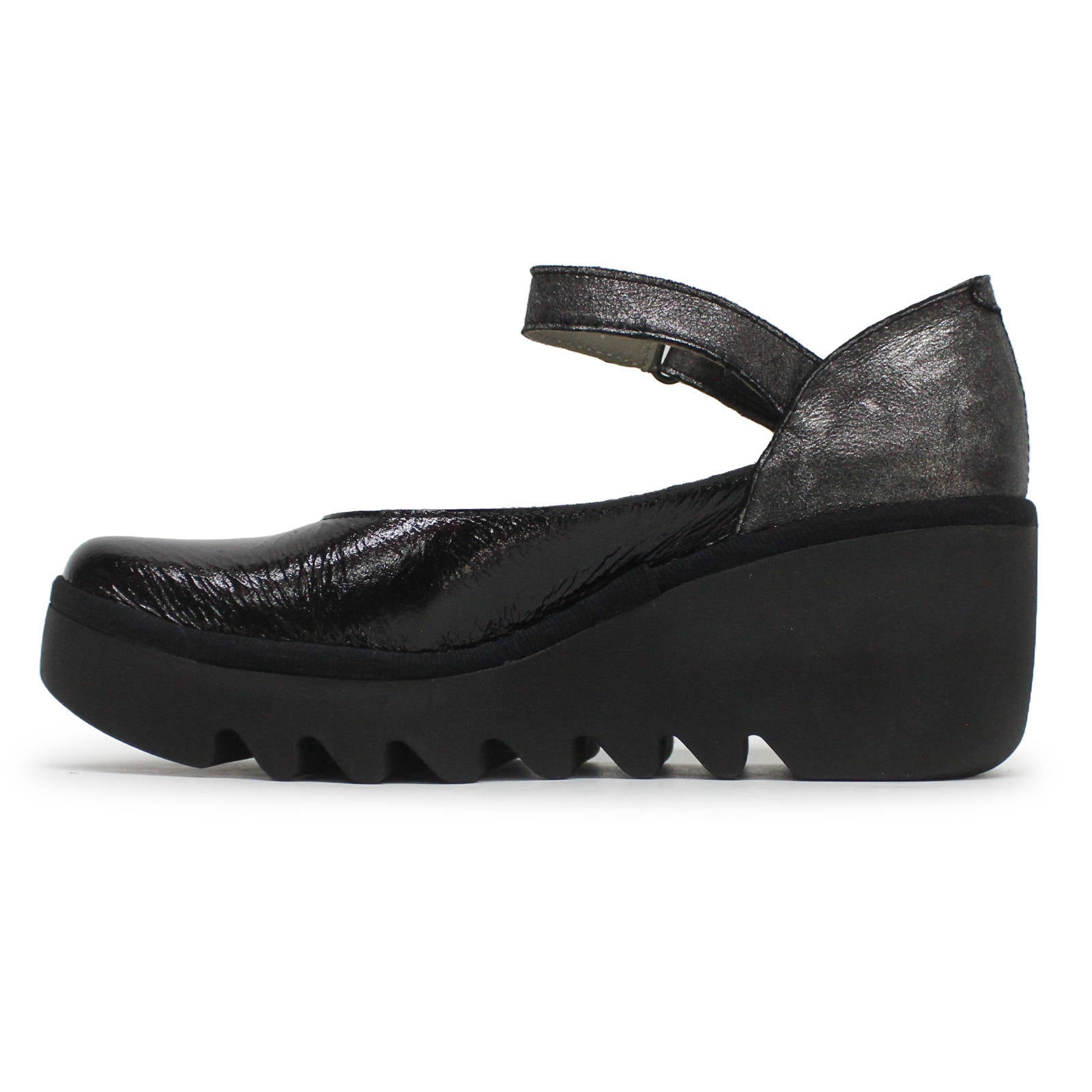 Fly London BAWO543FLY Nappa Leather Womens Shoes#color_black silver