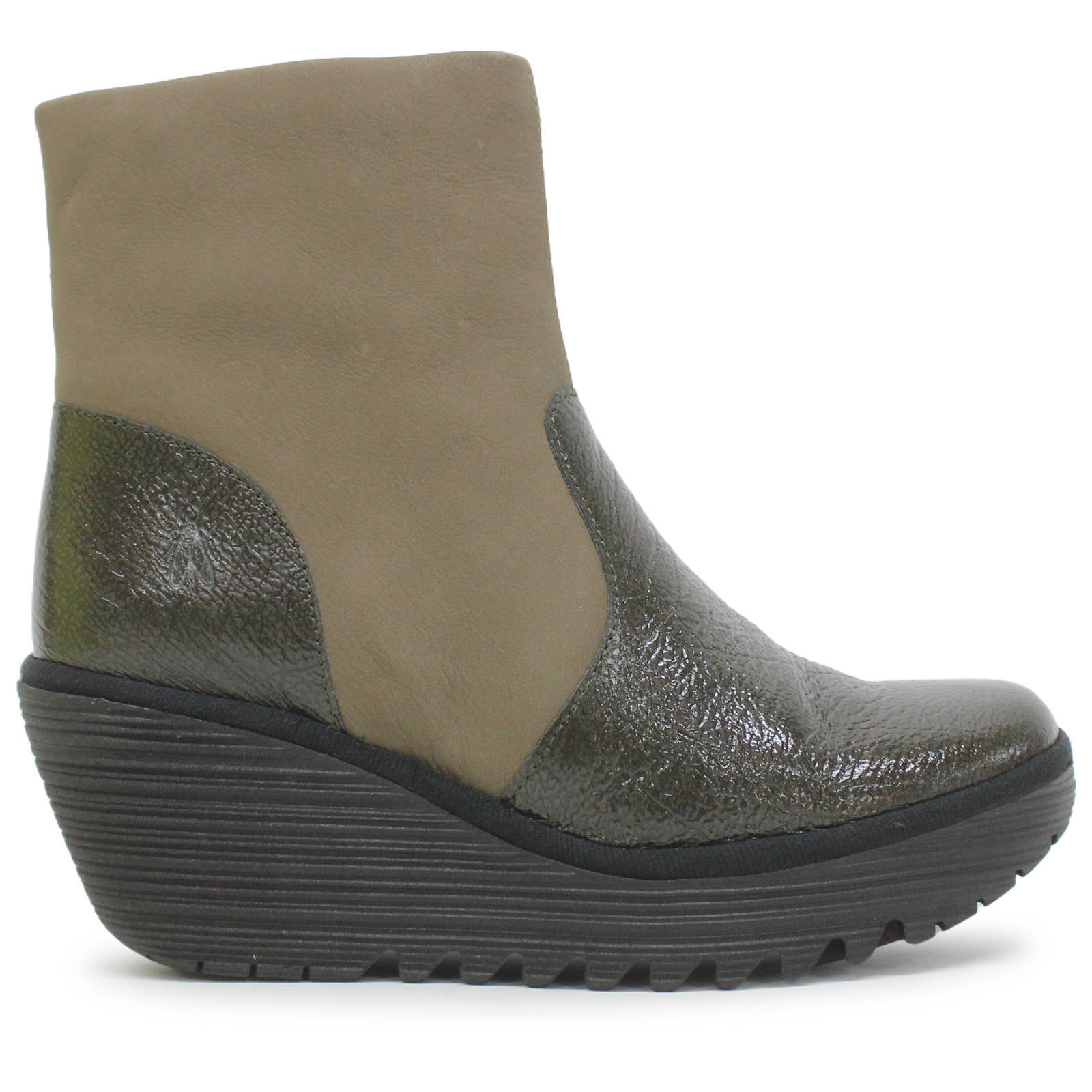 Fly London YUXI506FLY Rock Cupido Leather Womens Boots#color_green khaki