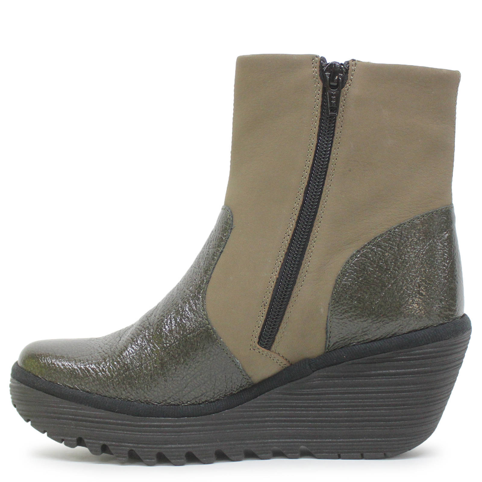 Fly London YUXI506FLY Rock Cupido Leather Womens Boots#color_green khaki