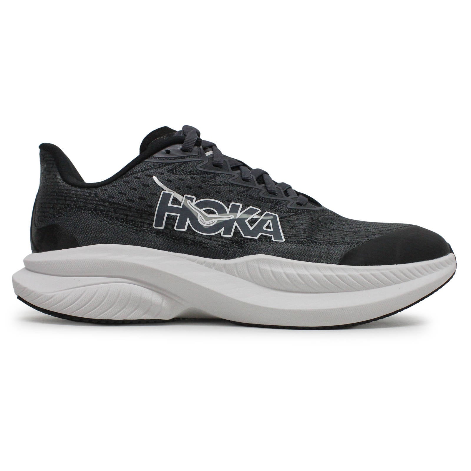 Hoka Mach 6 Textile Synthetic Kids Trainers#color_black white