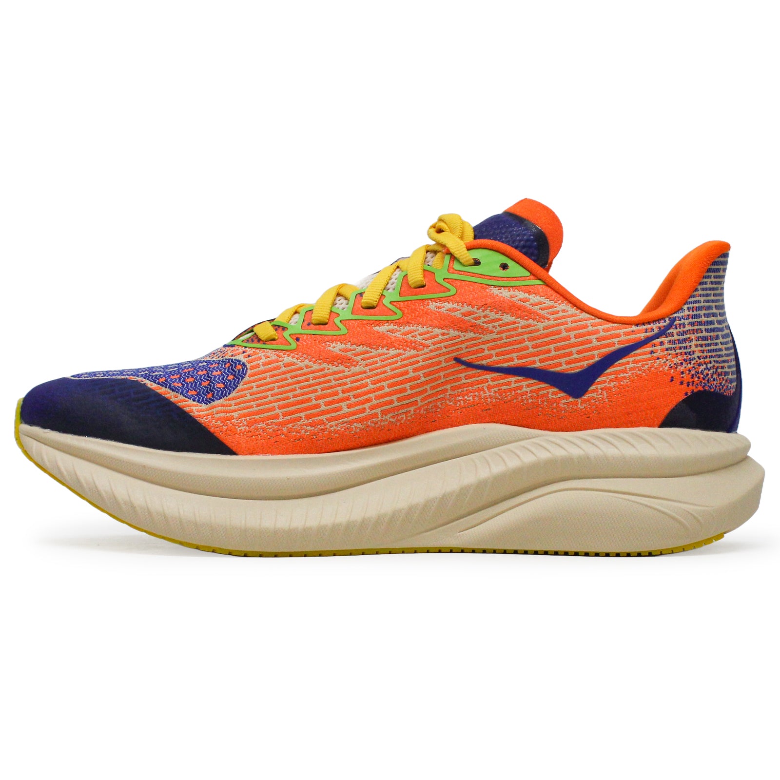 Hoka Mach 6 Textile Synthetic Kids Trainers#color_ultramarine electric tangerine