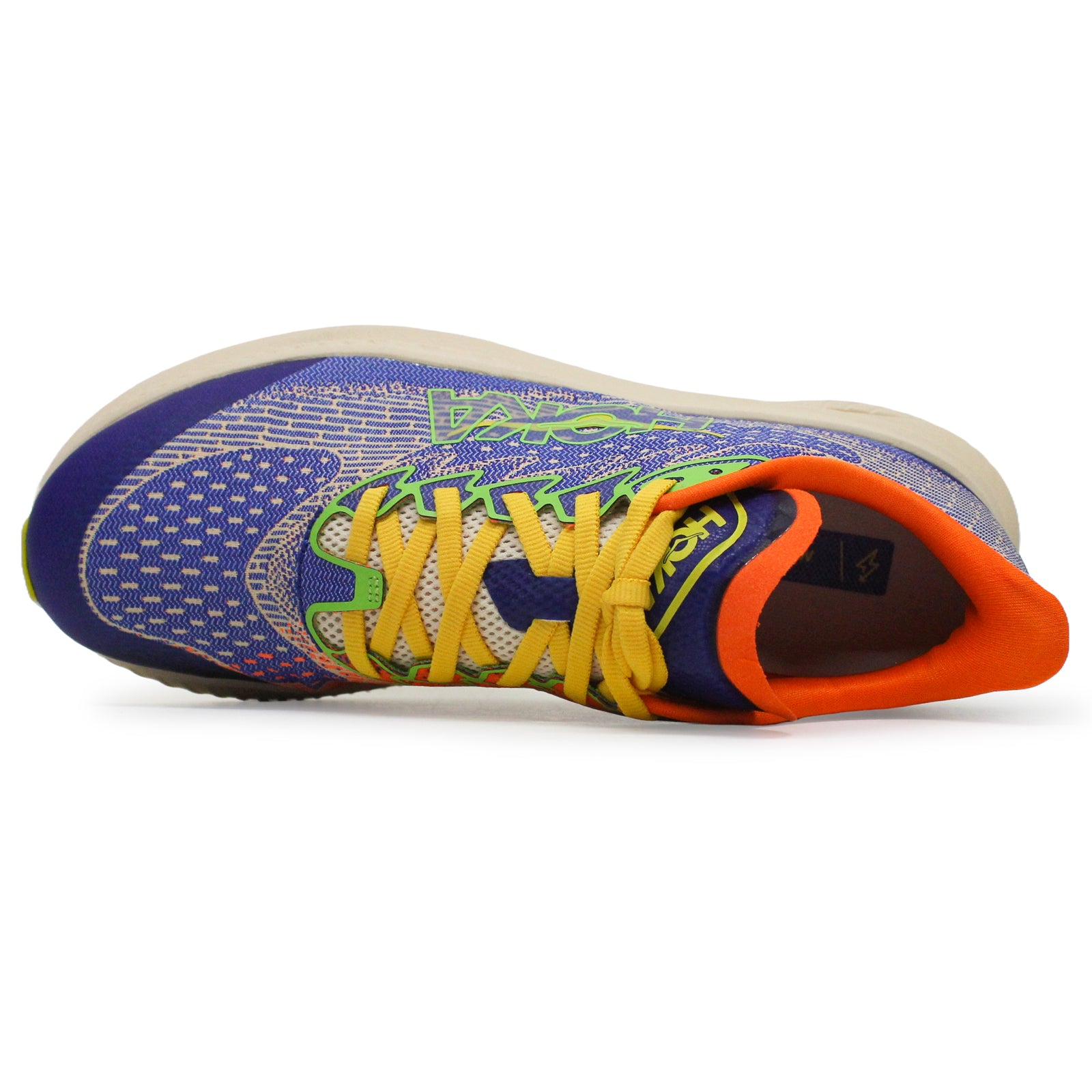 Hoka Mach 6 Textile Synthetic Kids Trainers#color_ultramarine electric tangerine