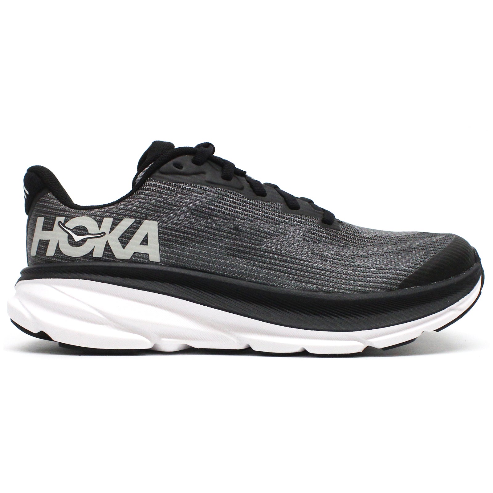 Hoka Clifton 9 Textile Synthetic Kids Trainers#color_black white