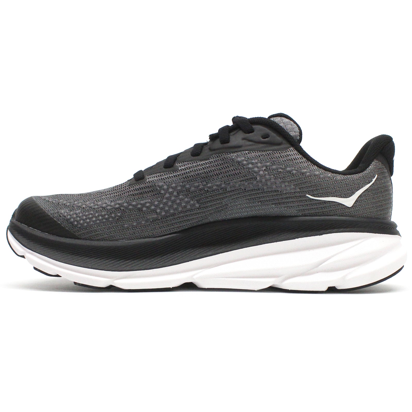 Hoka Clifton 9 Textile Synthetic Kids Trainers#color_black white