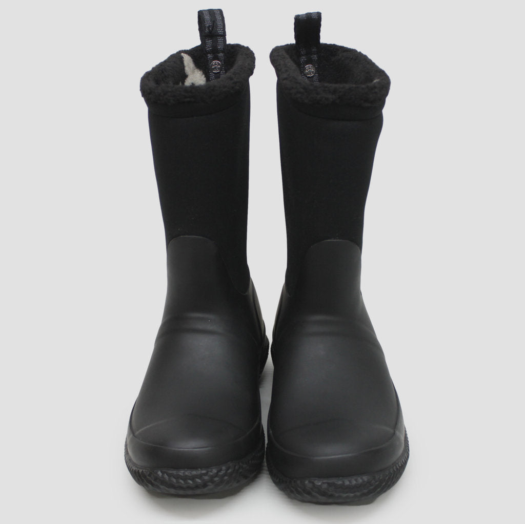 Hunter Sherpa Hunter Logo Boot Rubber Womens Boot Black White Willow