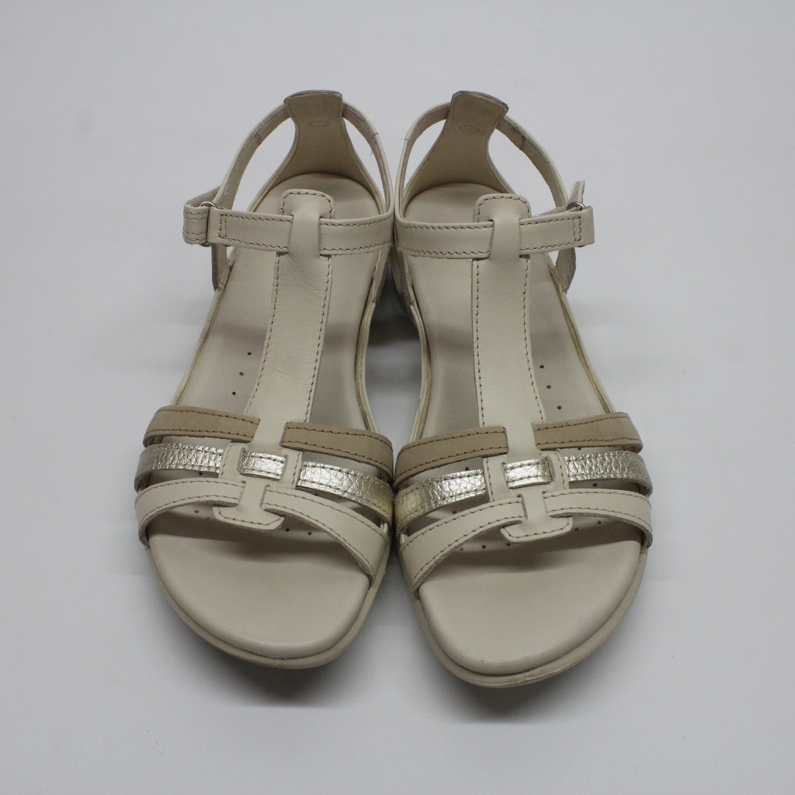 Ecco Flash 240873 240873-60729 Leather Womens Sandals - Limestone Pure White Gold Beige - 39#color_limestone pure white gold beige