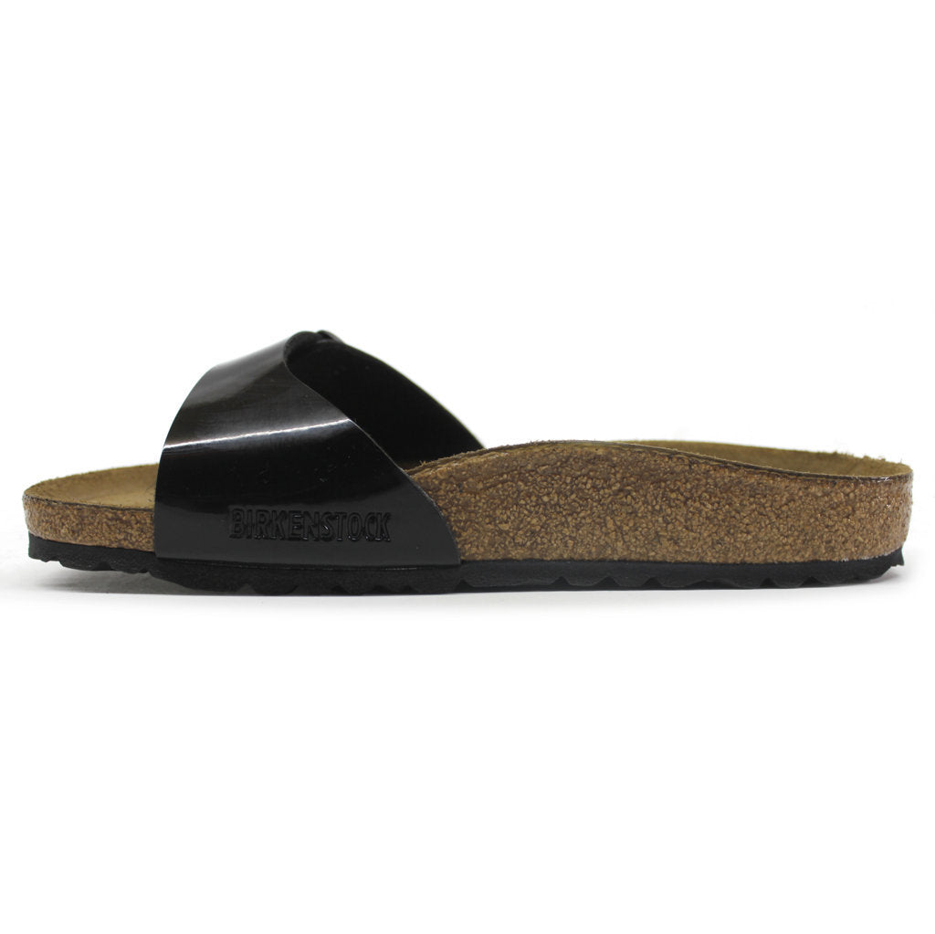 Birkenstock Madrid Patent Black Synthetic Womens Sandals Slides - UK 5