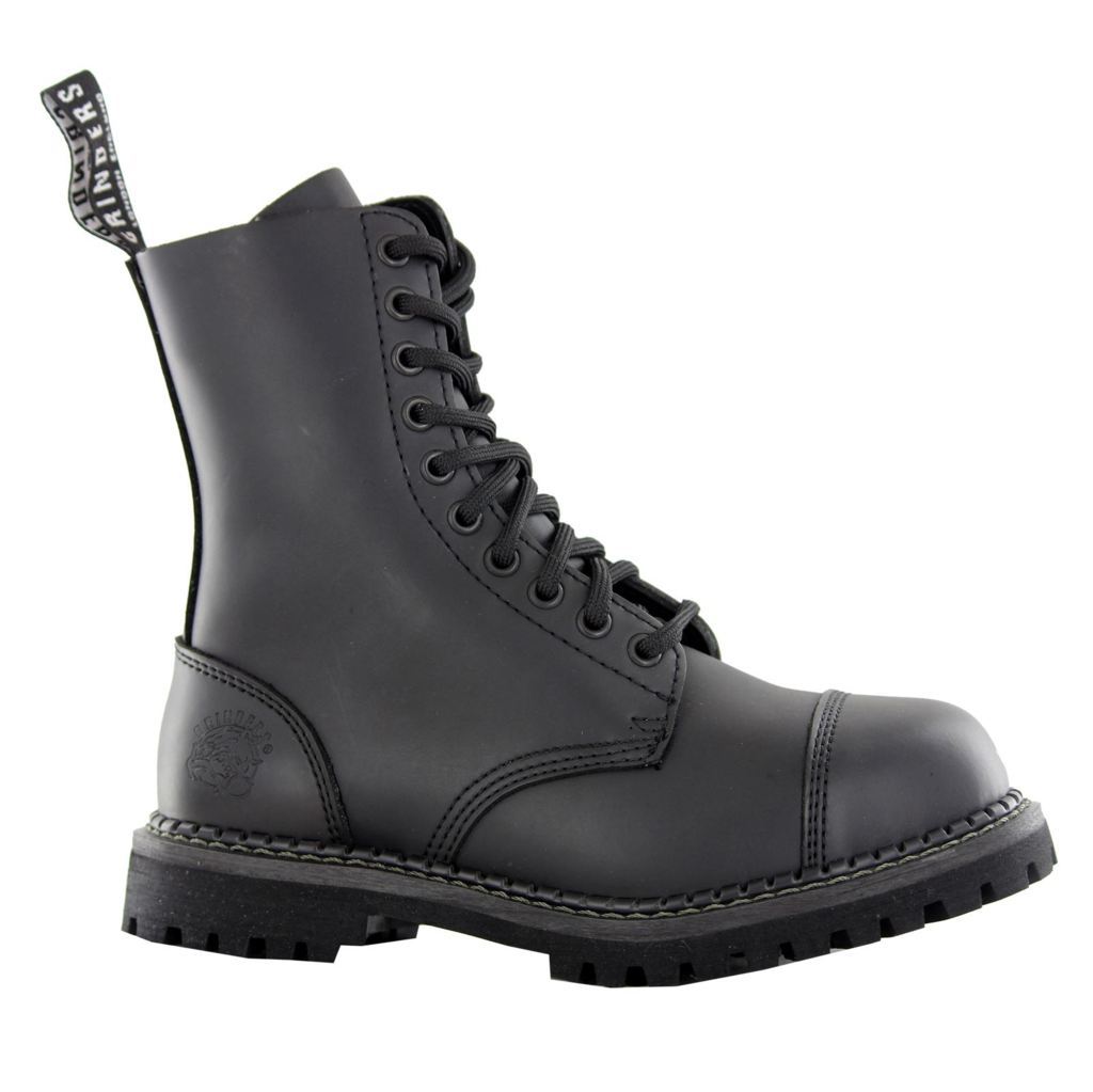 Grinders Unisex Stag CS Leather Black Boots - UK 4