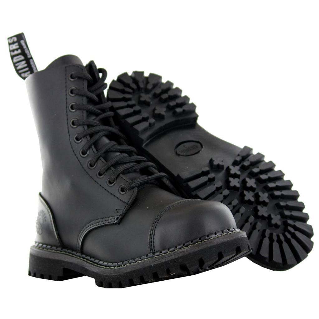 Grinders Unisex Stag CS Leather Black Boots - UK 4