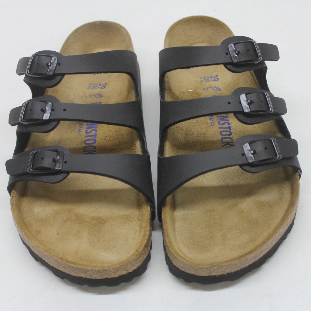 Birkenstock Florida Black Birko-Flor Womens Triple Strap Slip On Sandals - UK 5.5