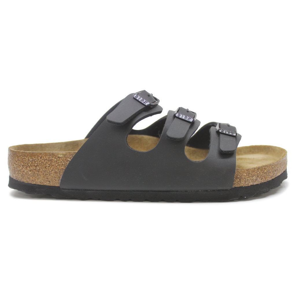 Birkenstock Florida Black Birko-Flor Womens Triple Strap Slip On Sandals - UK 5.5