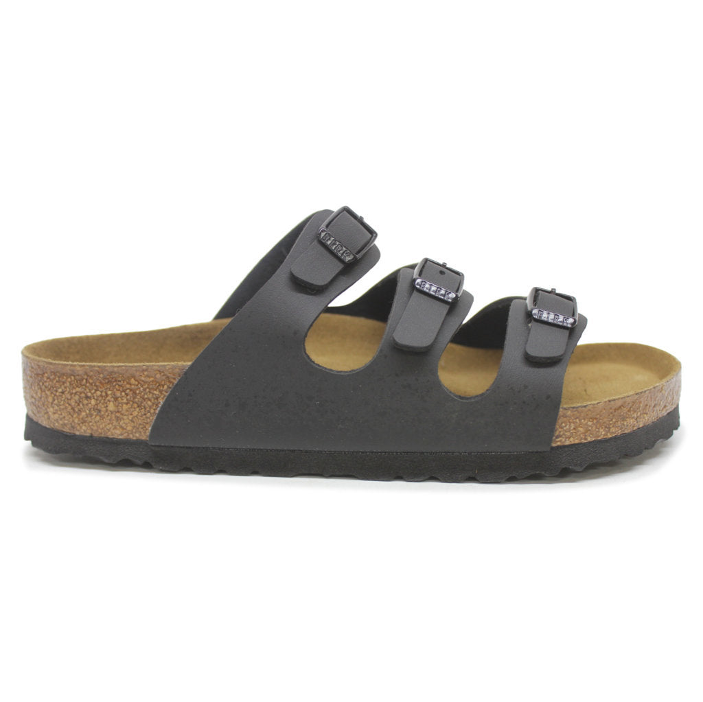 Birkenstock Florida Black Birko-Flor Womens Triple Strap Slip On Sandals - UK 5.5