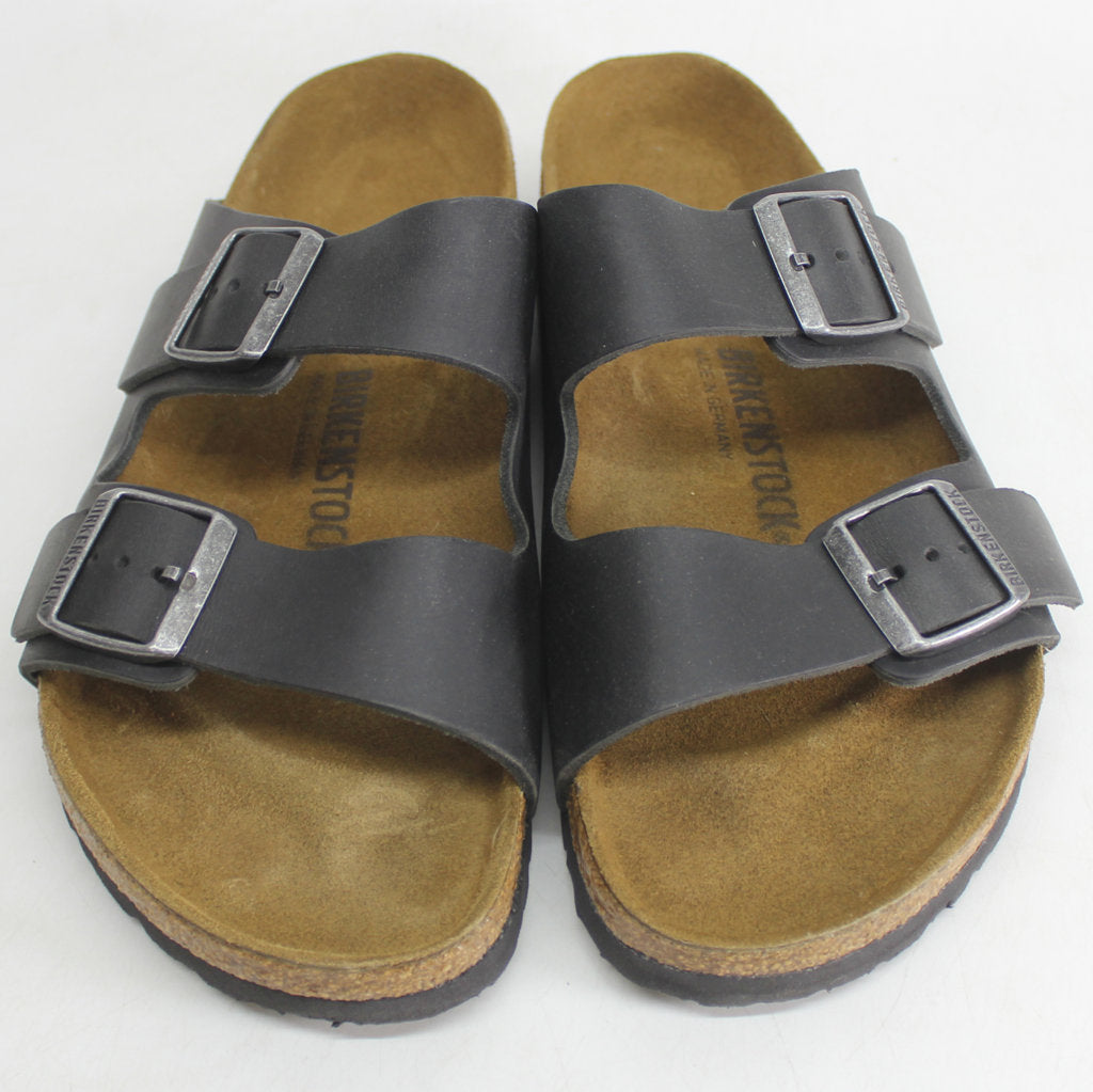 Birkenstock Arizona  Black Womens Open Back Waxy Leather Sandals - UK 7.5