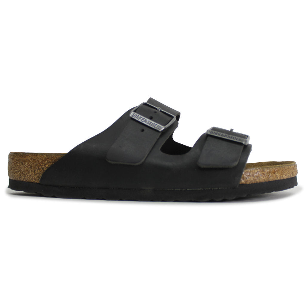 Birkenstock Arizona  Black Womens Open Back Waxy Leather Sandals - UK 7.5