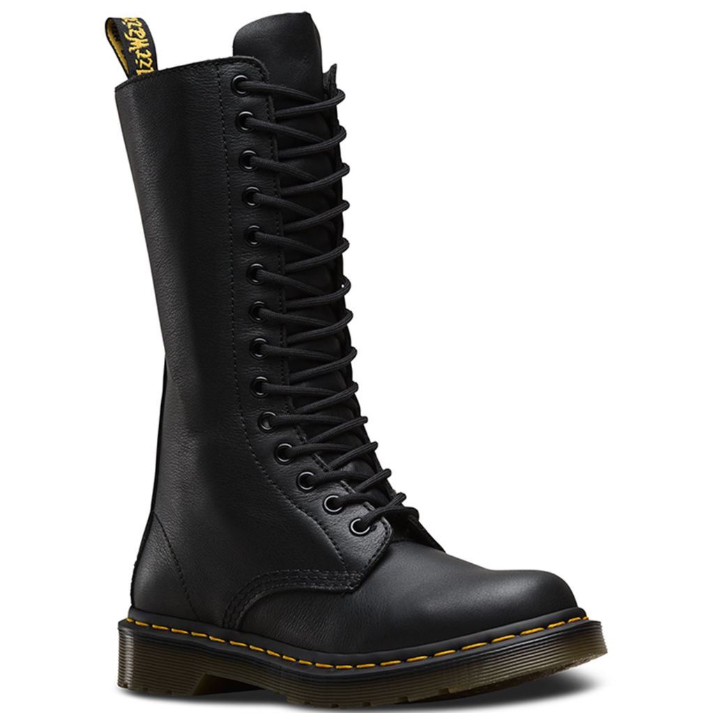 Dr. Martens 1B99 Virginia Black Womens Leather Mid Calf Biker Boots - UK 6.5