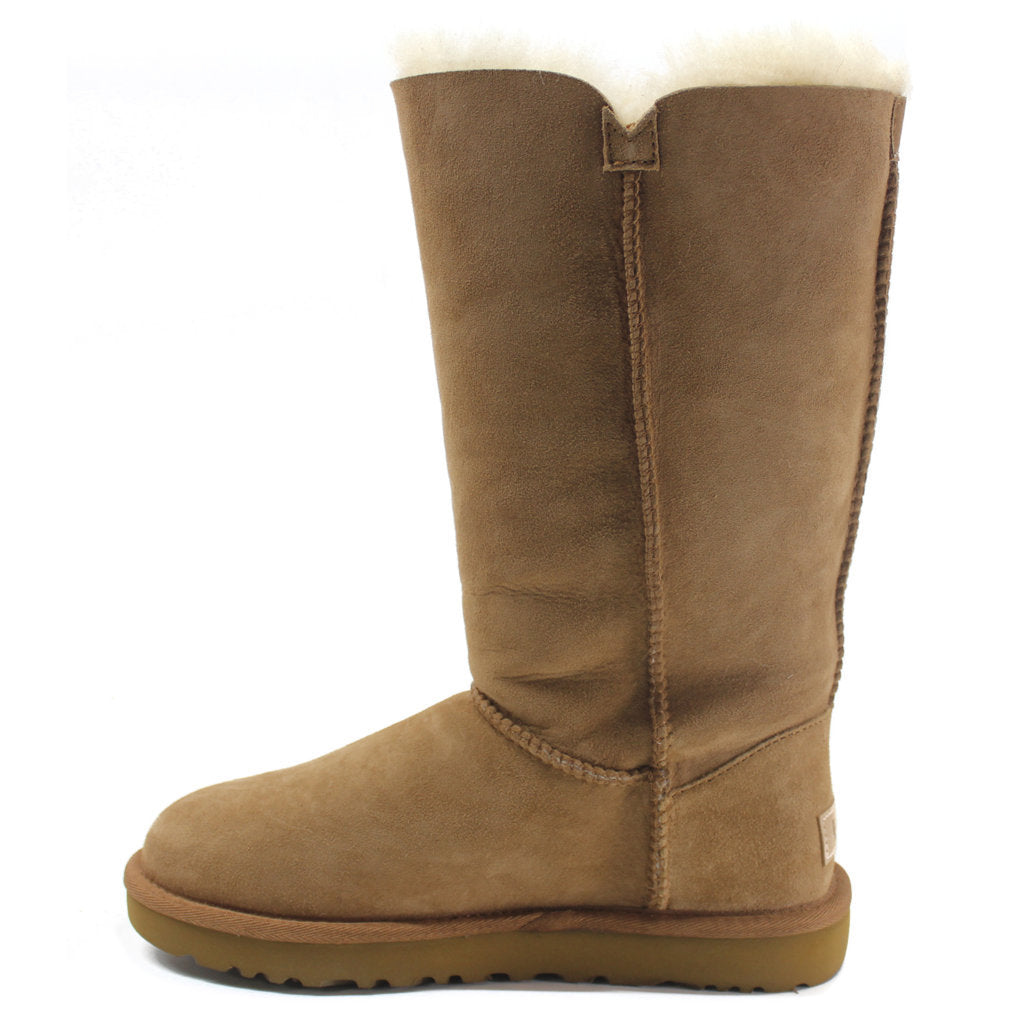 Ugg Australia Bailey Button Triplet II Chestnut Women Suede Sheepskin Tall Boots - UK 5