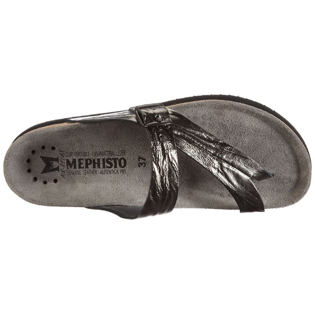 Mephisto Helen Grey Womens Leather Slip On Open-Back Toe-Post Sandals - UK 7.5