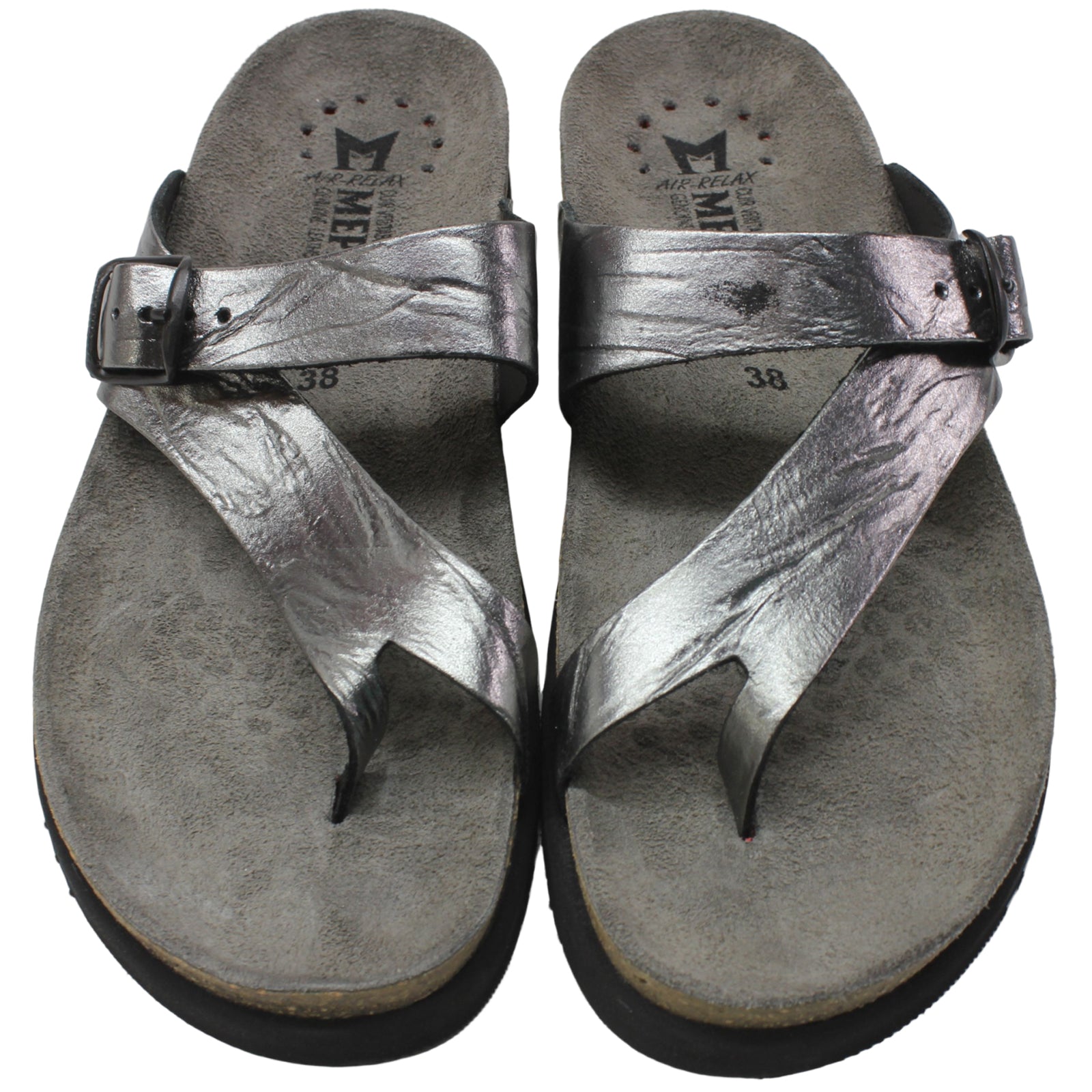 Mephisto Helen Grey Womens Leather Slip On Open-Back Toe-Post Sandals - UK 5.5