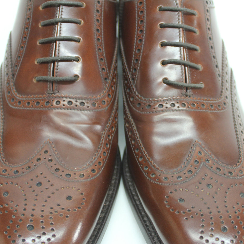 Loake 202 Brown Mens Leather Lace-up Brogues Wingtip Oxford Shoes - UK 9