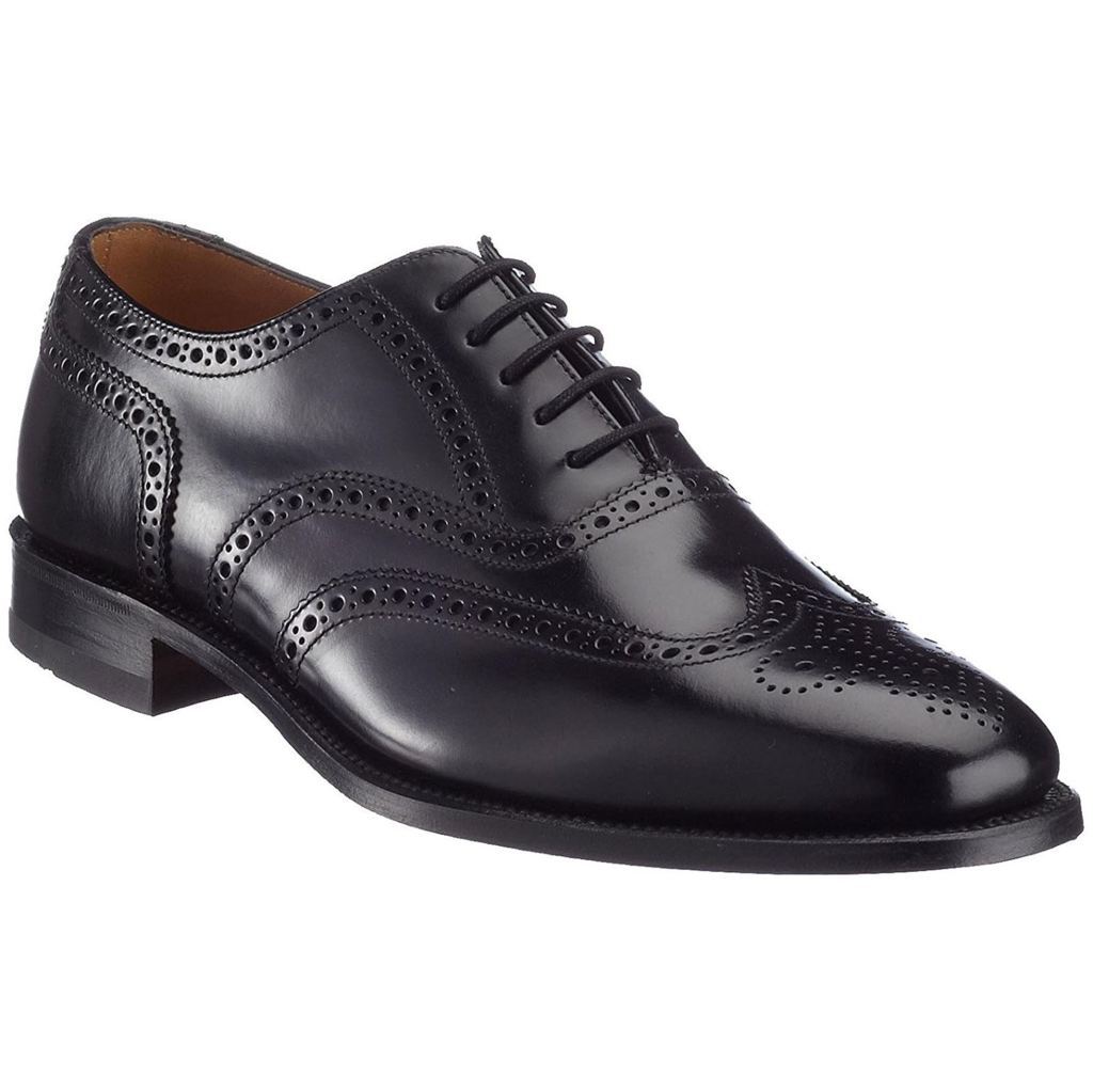 Loake 202 Black Mens Leather Lace-up Brogues Wingtip Oxford Shoes - UK 10