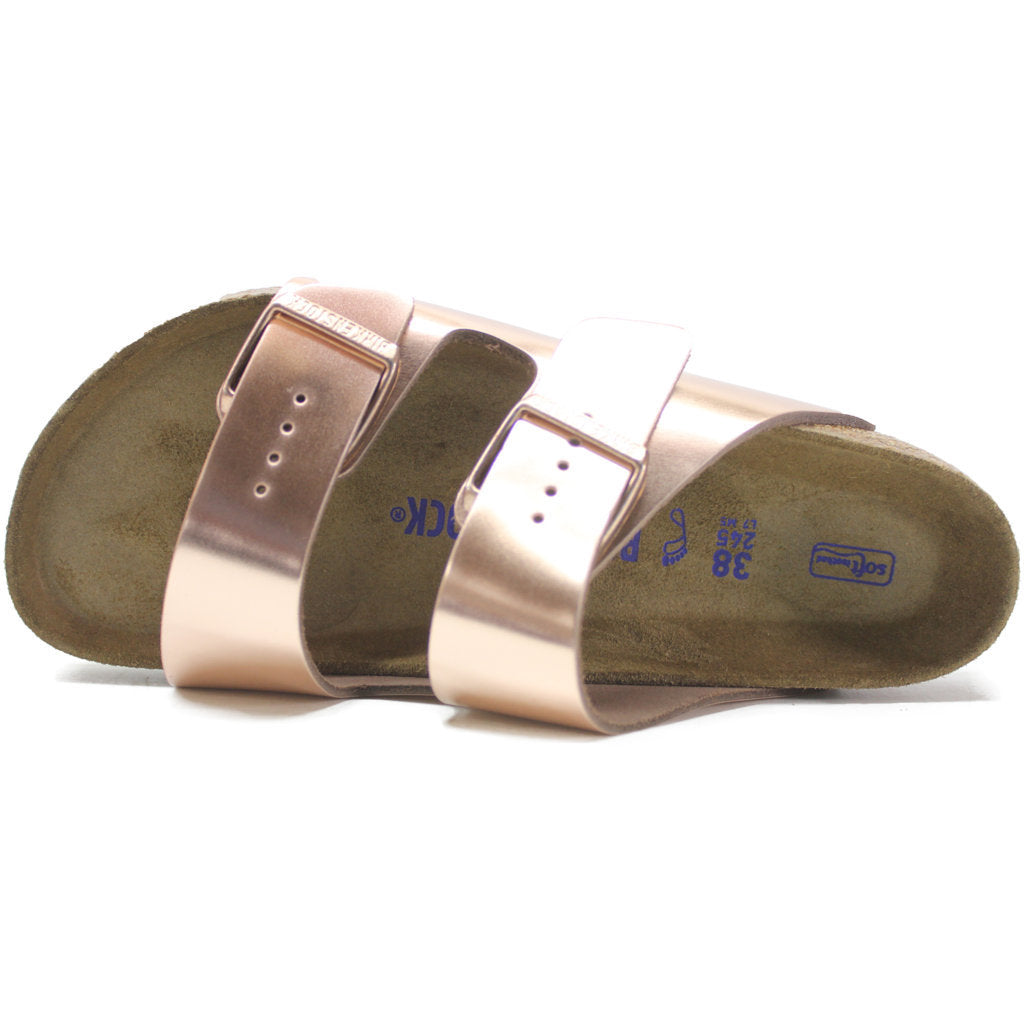 Birkenstock Arizona Metallic Copper Women Leather Soft Footbed Open-Back Sandals - UK 5