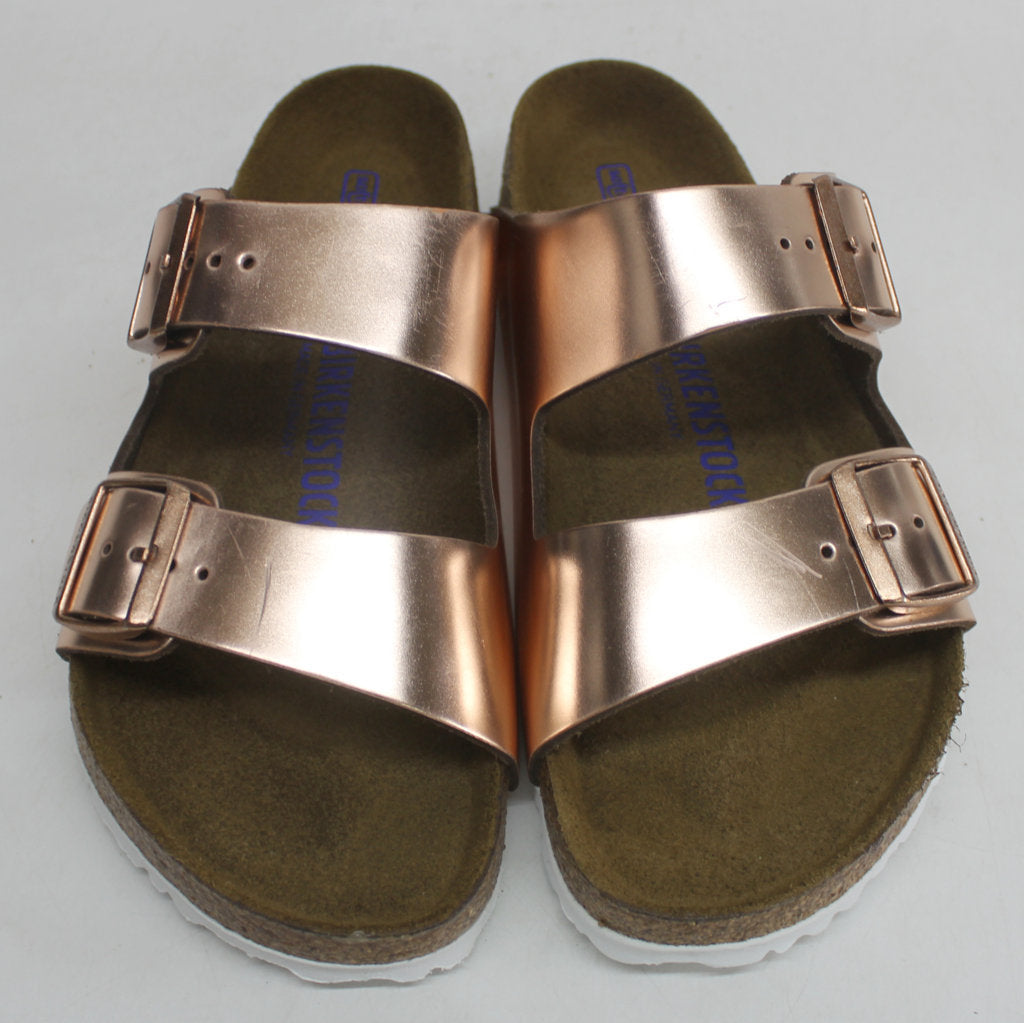 Birkenstock Arizona Metallic Copper Women Leather Soft Footbed Open-Back Sandals - UK 5.5