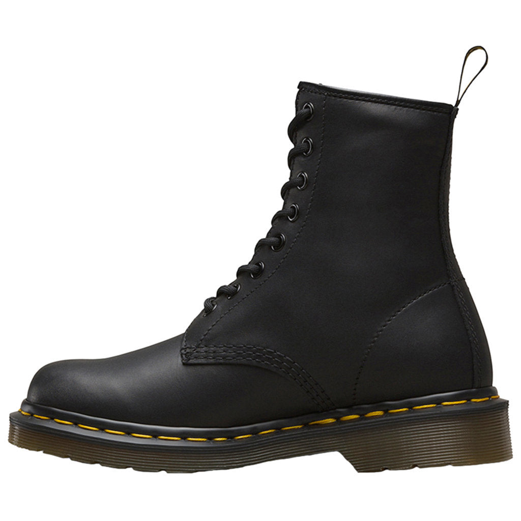 Dr. Martens 1460 8-Eyelet Black Unisex Greasy Leather Lace-up Combat Boots - UK 10