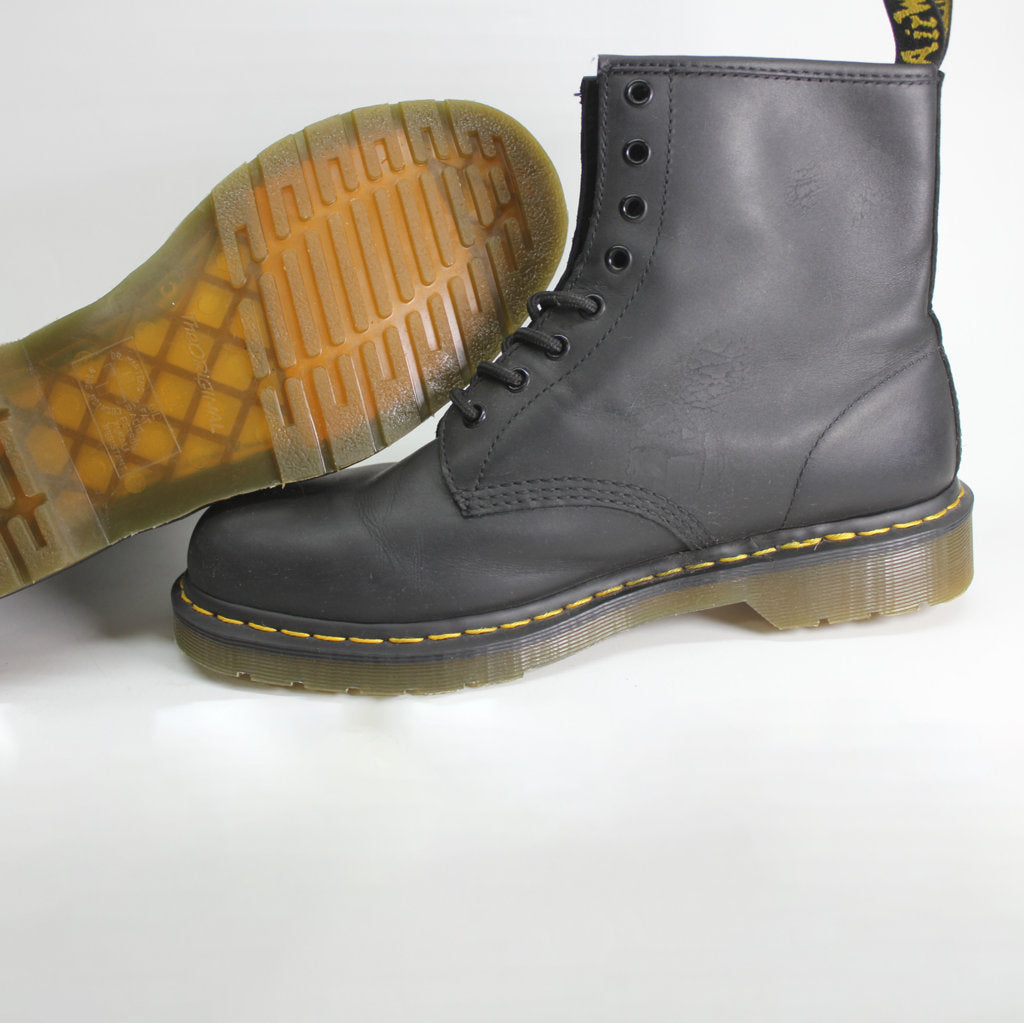 Dr. Martens 1460 8-Eyelet Black Unisex Greasy Leather Lace-up Combat Boots - UK 10