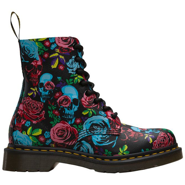 Dr martens hot sale rose skull boot