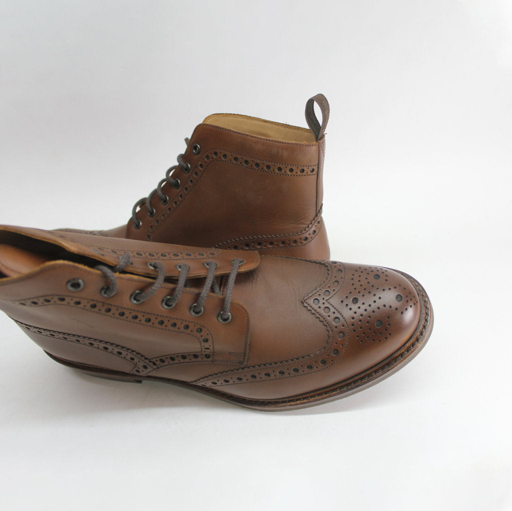 Loake Mens Boots Burnished Calf Bedale Brogue Wingtip Lace-Up Ankle Leather - UK 10.5