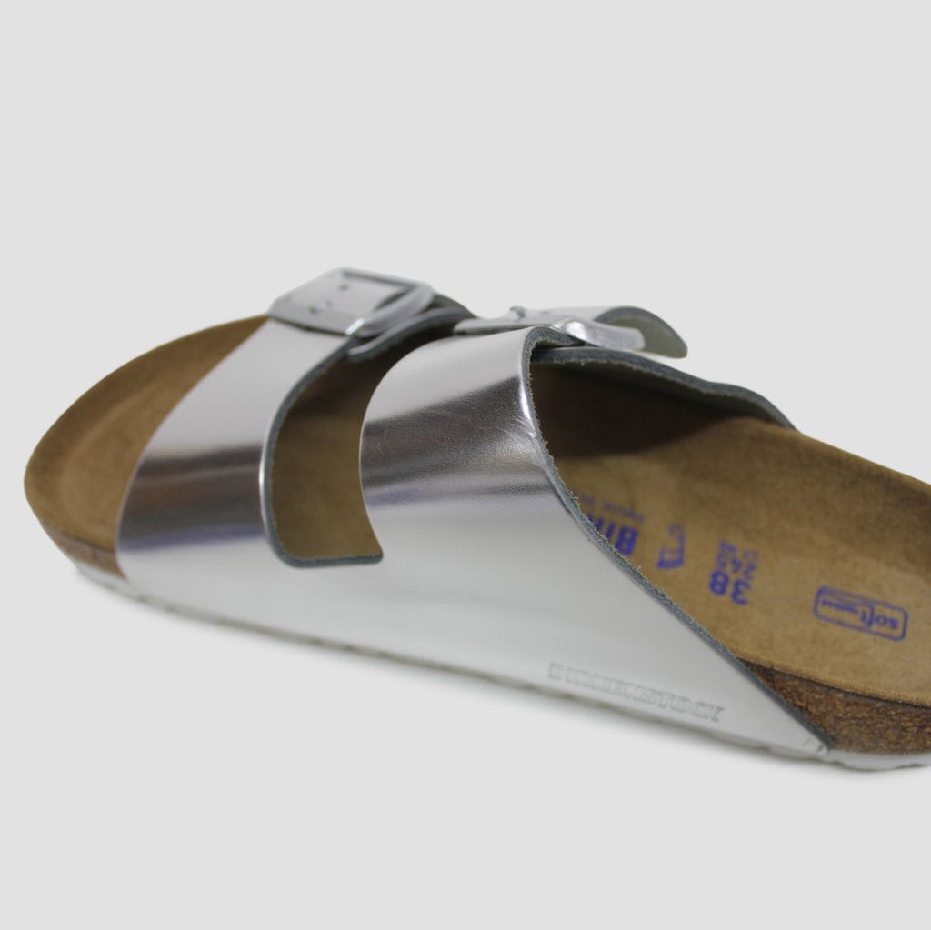 Birkenstock Womens Sandals Arizona Metallic Open-Back Slip-On Slides Leather - UK 5